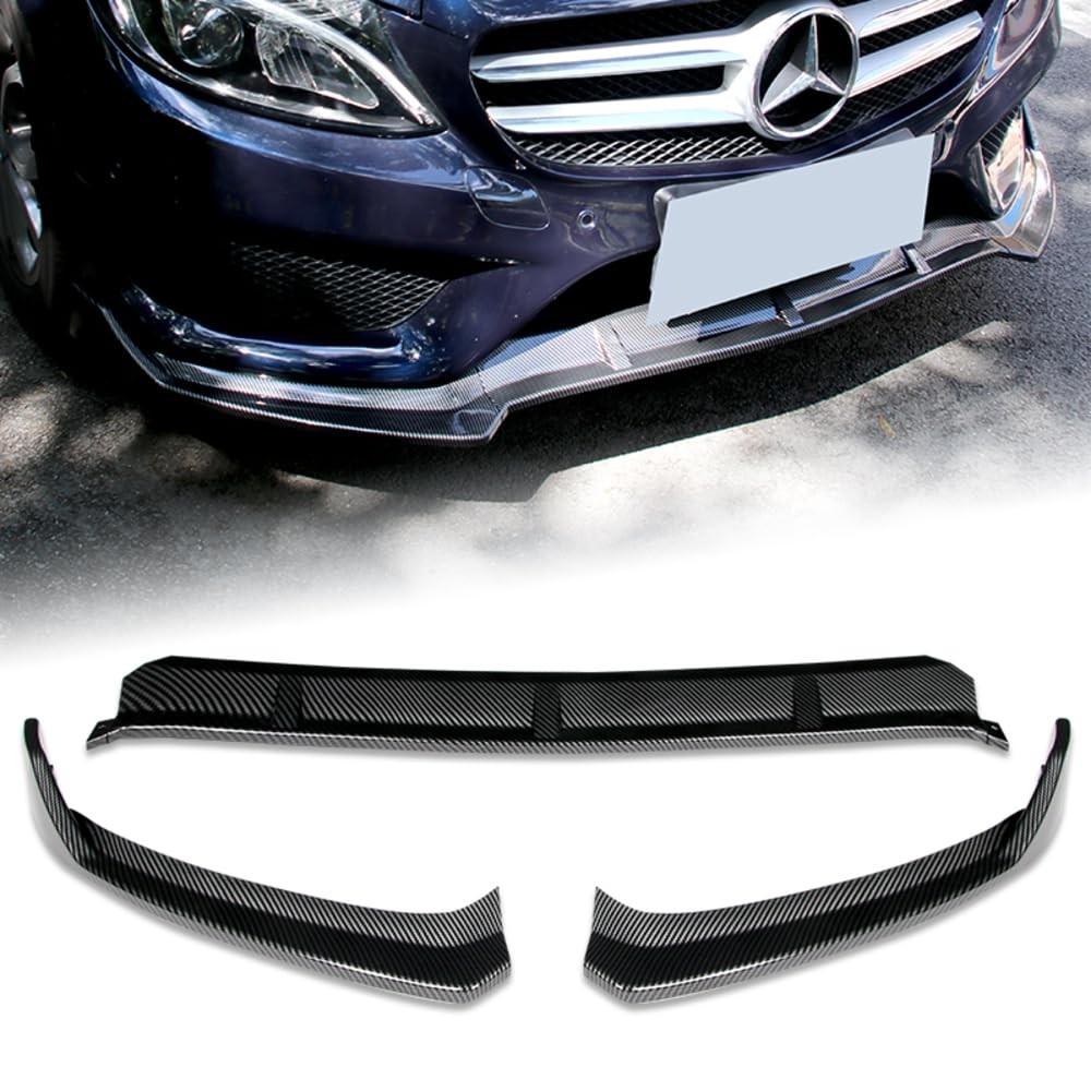 3-Piece Front Lip Carbon Fober ABS B-Style 2015-2018 Mercedes C-Class W205 Sport
