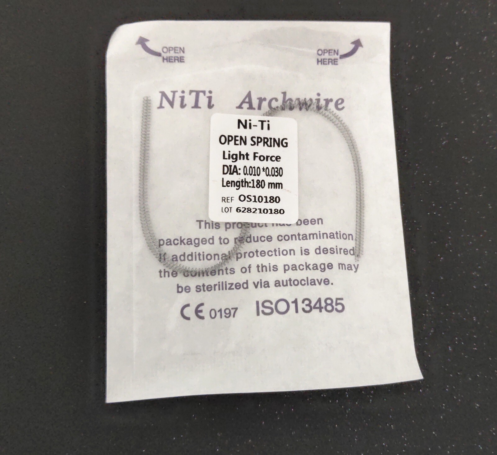 Dental Orthodontic Niti Open Coil Spring 0.010/0.012*180mm 2PCS/Pack