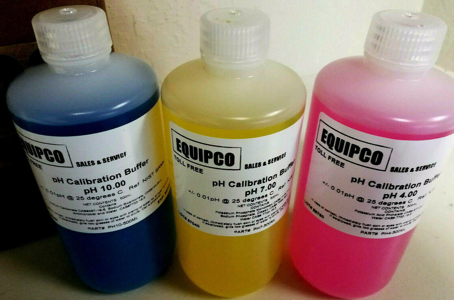 pH Calibration Solution – “500 mL” (pH4, pH7, & pH10) (3-pack 1 bottle of each)