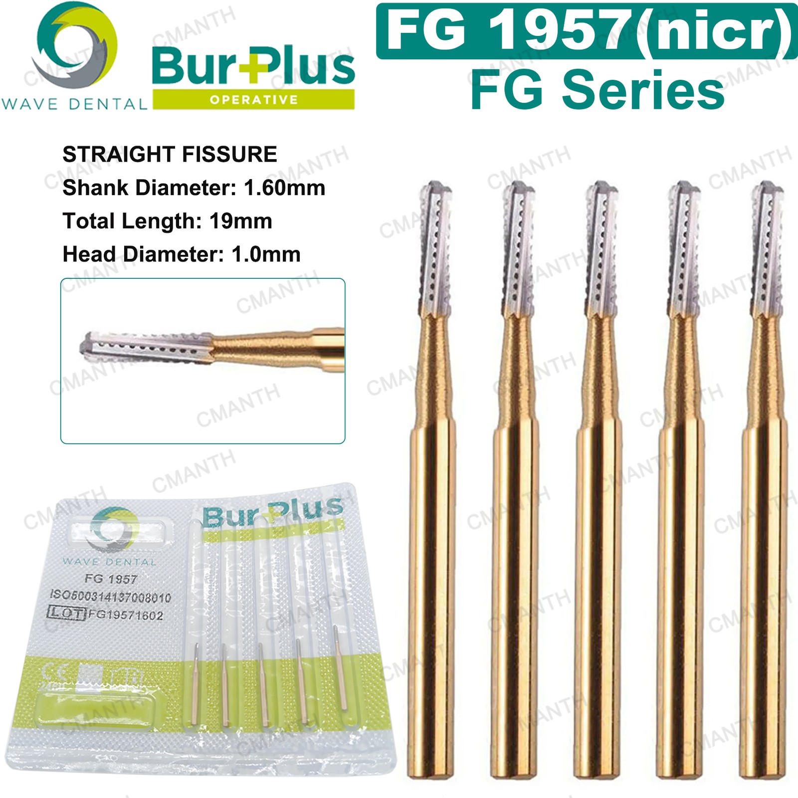 Wave Dental Surgical Carbide Burs Friction Grip FG Tapered Fissure 701 Long 1958