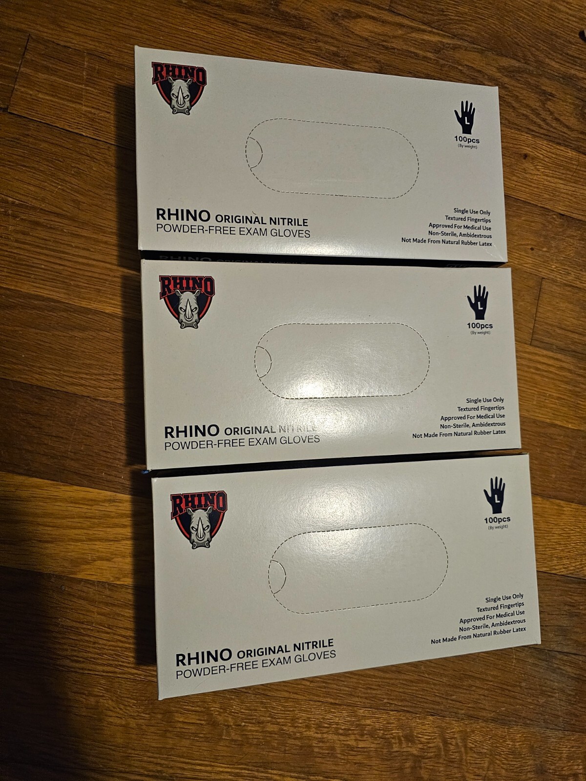Rhino Nitrile Gloves (Blue) 3 boxes (100 each box) Exam Gloves FREE SHIPPING