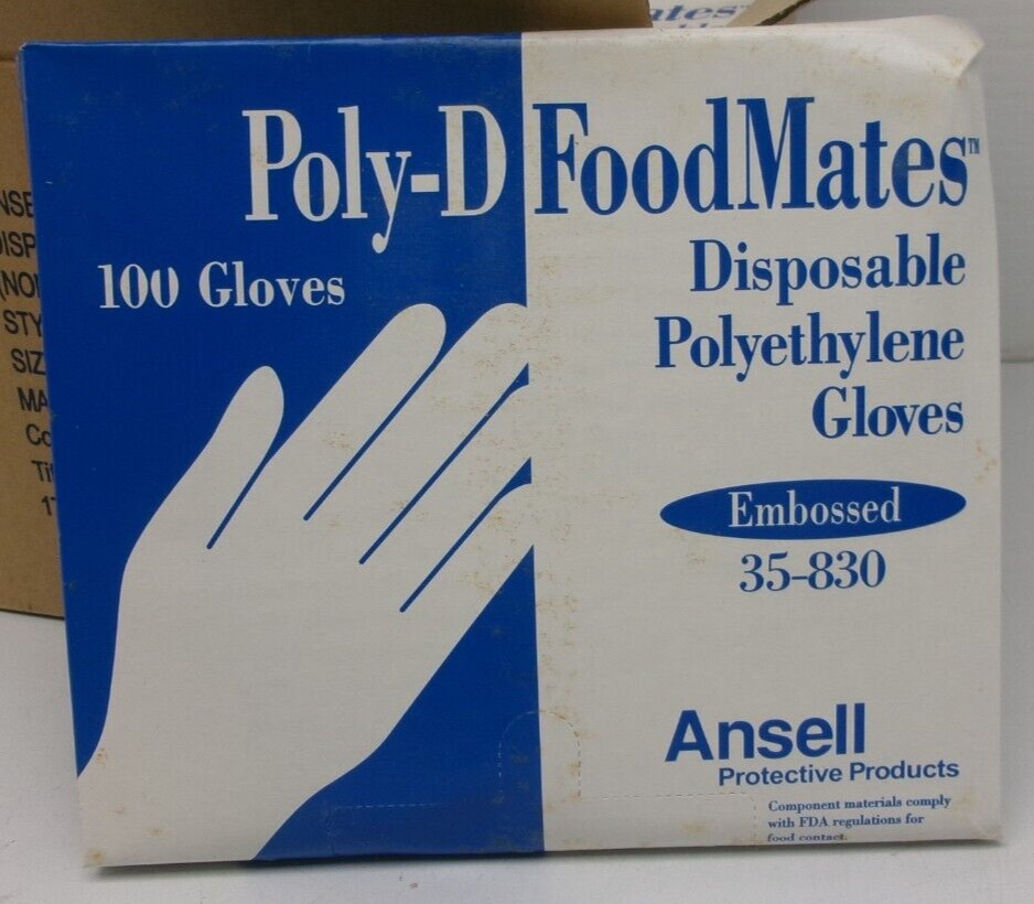 ANSELL 35-830-Sm Polyethylene Gloves, SMALL & CLEAR, 10 boxes of 100 each #207UN