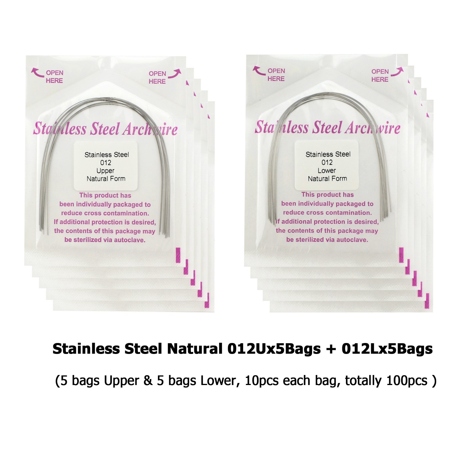 Dental Orthodontic Arch Wire Stainless Steel Natural Form Round Rectangular U L