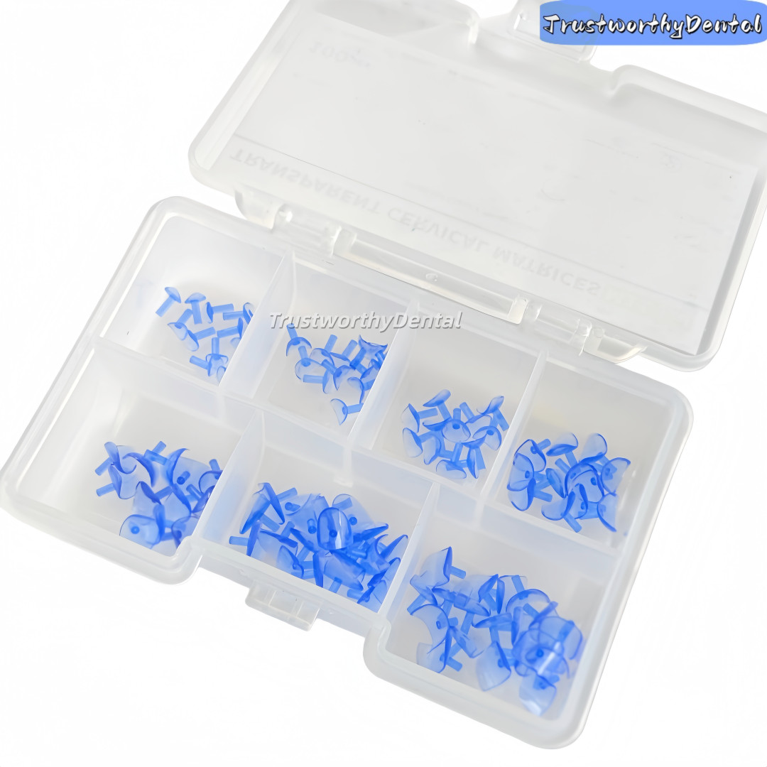 Dental Matrix Forms Cervical Transparent Blue Matrices Handle Class V Cure-Thru