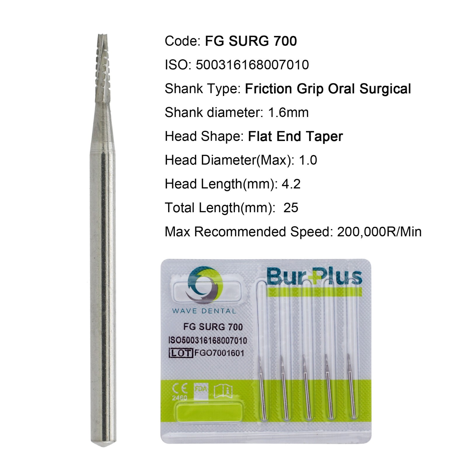 Wave Dental Carbide Burs Surgical 25mm FG SURG 702 701 703 701L 700 High Speed