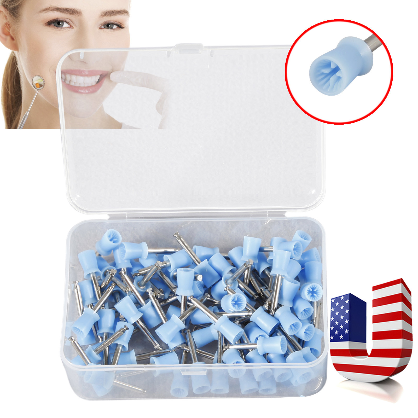 100 Pcs Dental Rubber Prophy Tooth Polish Polishing Cups Latch Type Colors