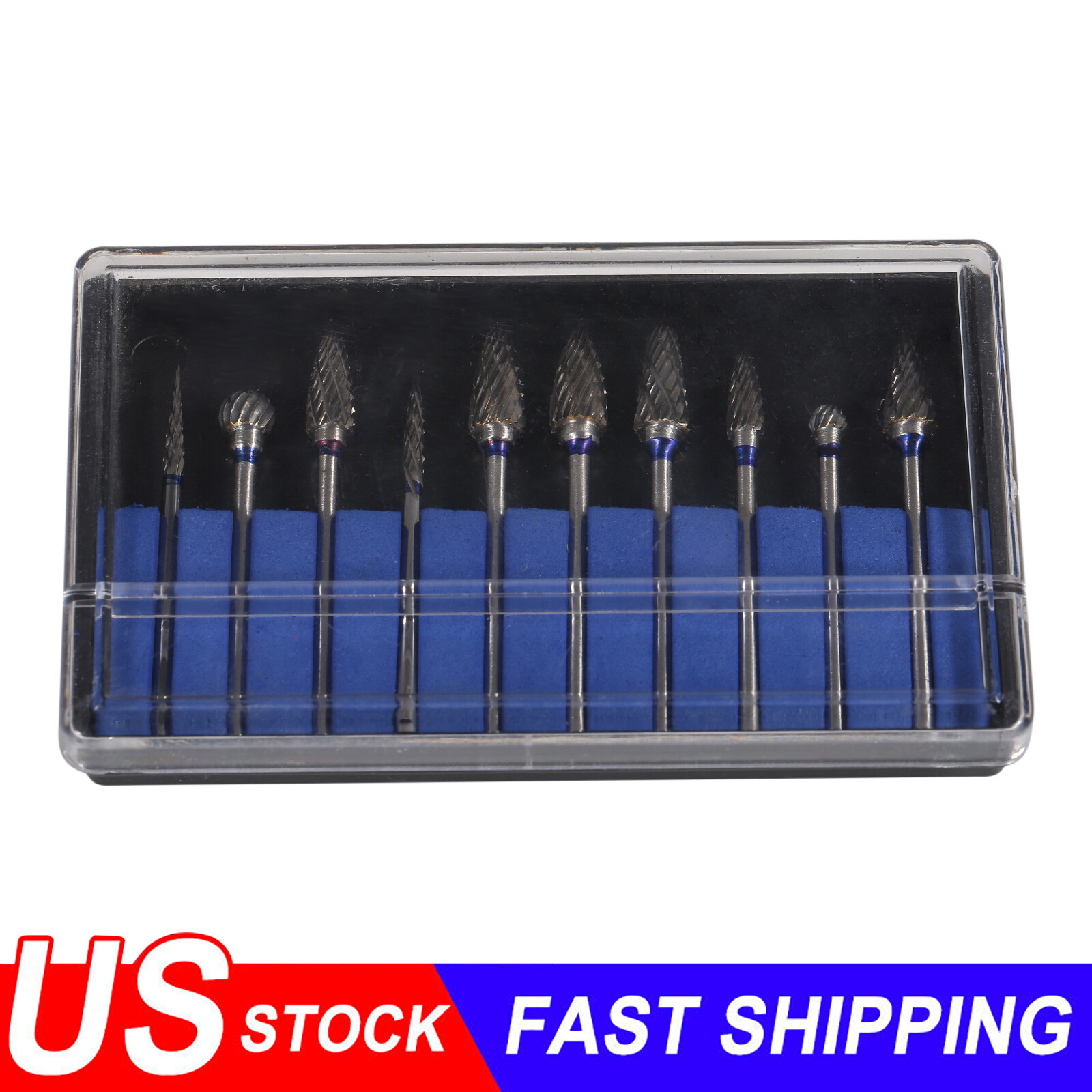 10Pcs/kit Dental Sintered Diamond Point Polisher HP Shank Rotary Bur Lab 2.35mm