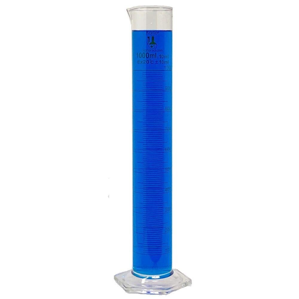 1000ml Graduated Cylinder, 3.3 Borosilicate Glass, Single Metric, (Pack/2)