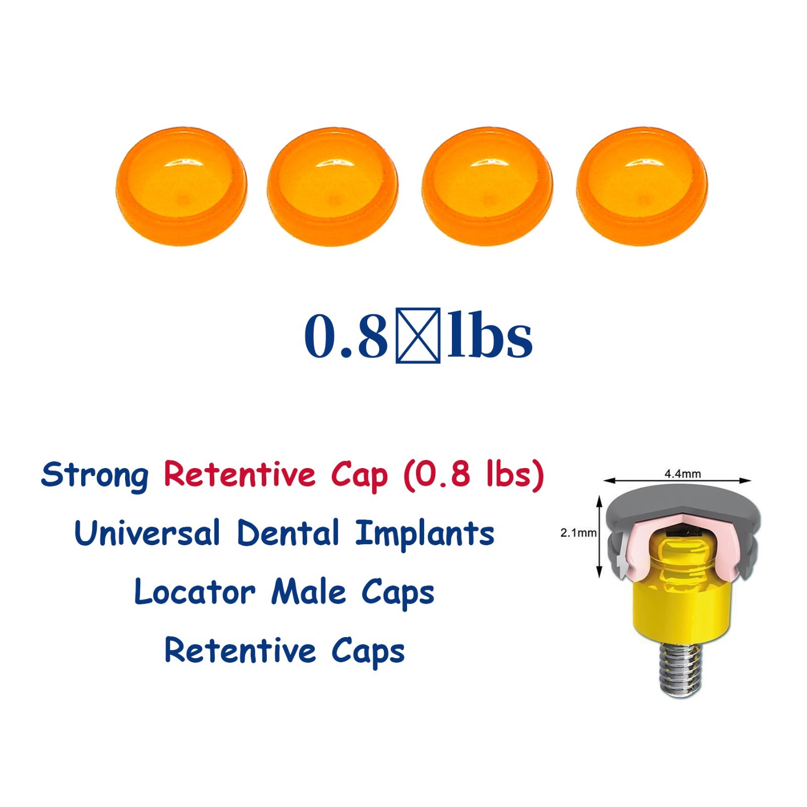 Universal Dental Locator Retention Caps PEEK Male Insert Core Tool Overdenture