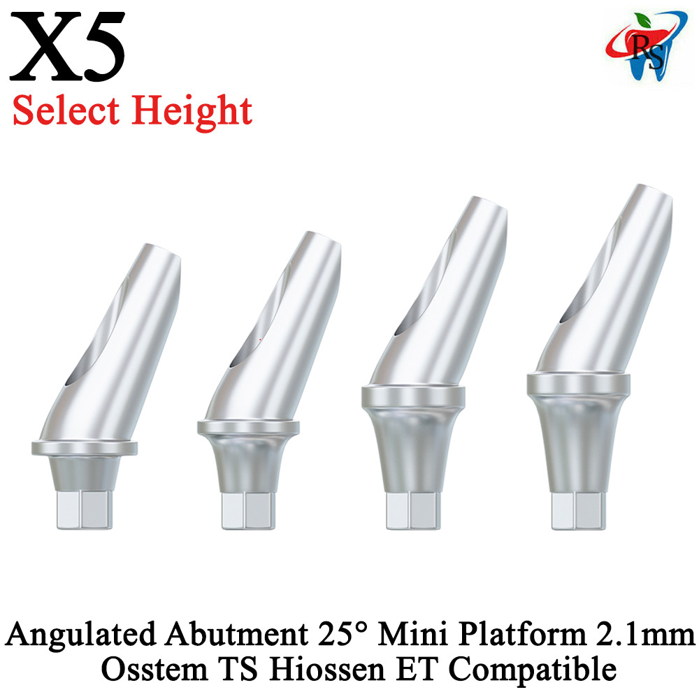 5pcs Prosthetic Angled Abutment 25° Mini Platform 2.1mm Oss tem TS Compatible
