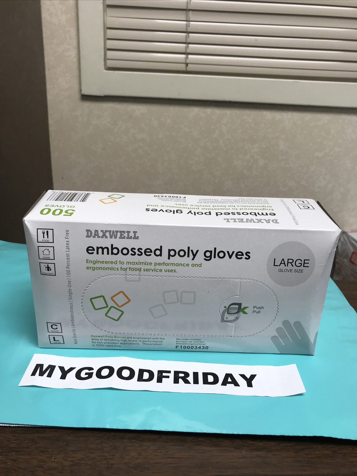 Daxwell Poly Gloves, Embossed, Size Large, Box of 500, Clear