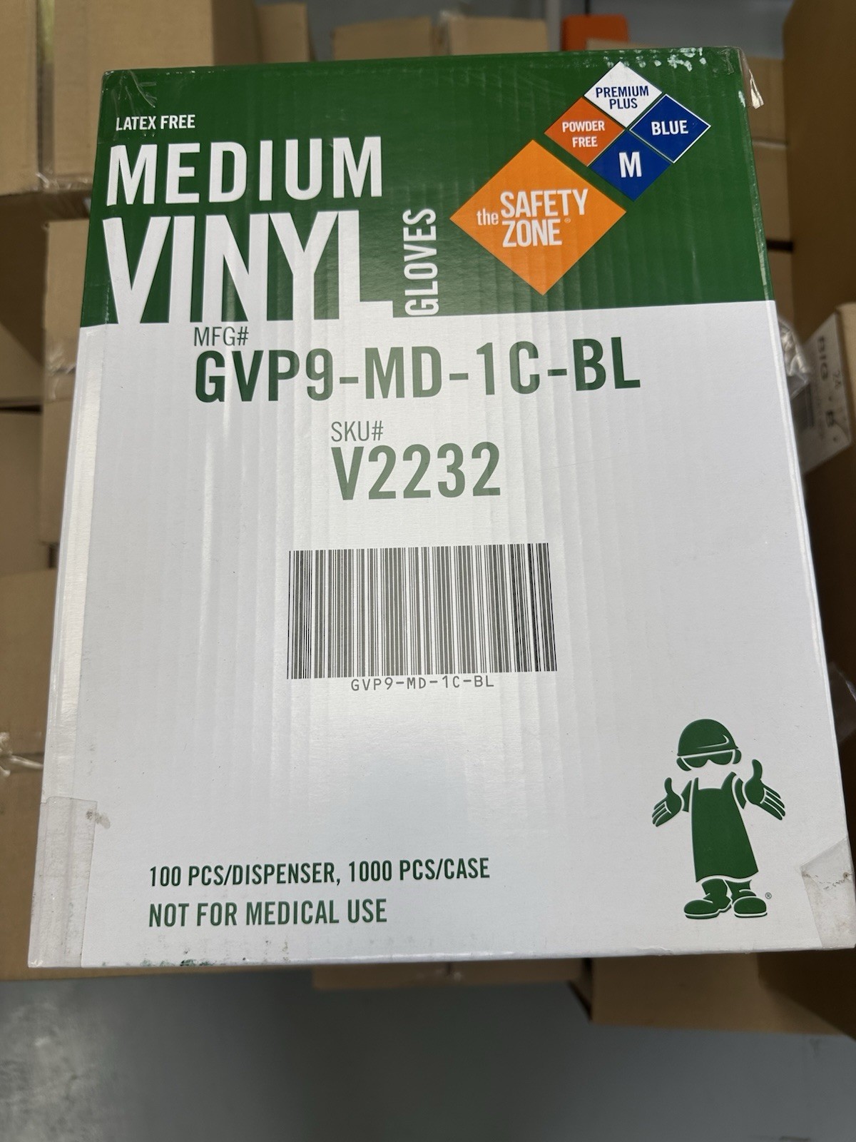 CASE OF 1000 The Safety Zone Medium Vinyl Gloves Blue GVP9-MD-1C-BL Premium Plus