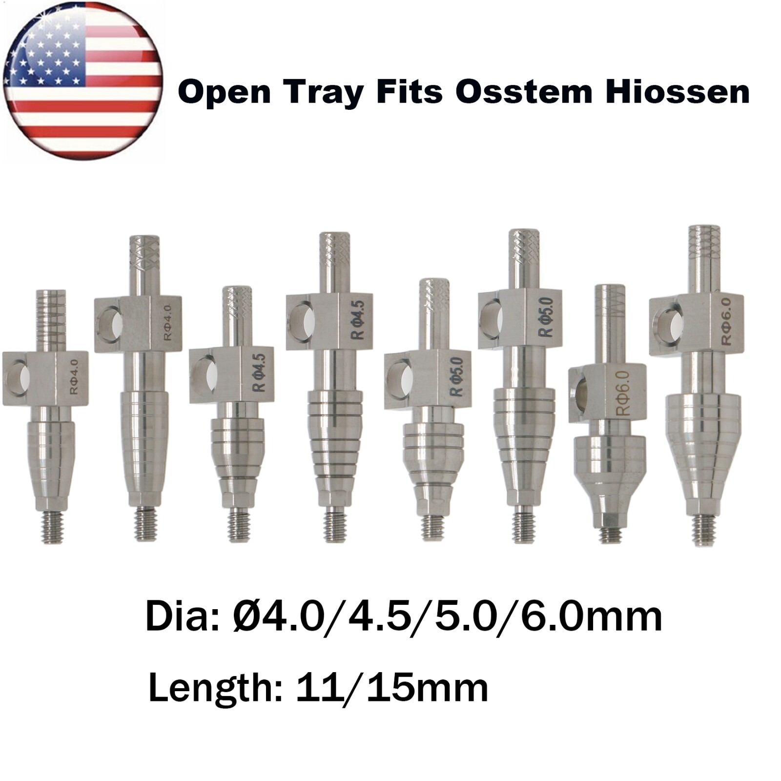 US Fits Hiossen Osstem Dental Impression Transfer Coping Open Tray Mini/Regular