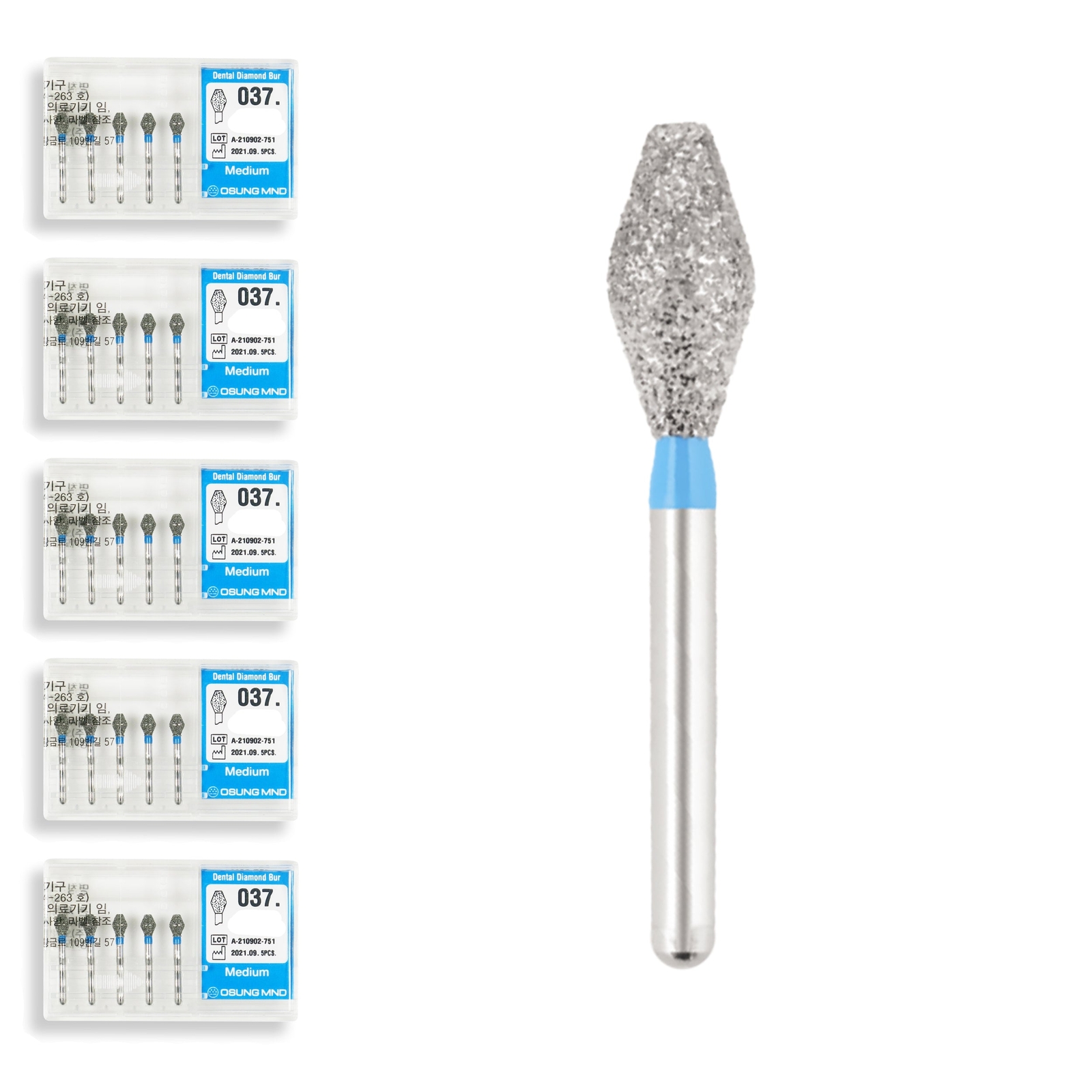 Double Conical, Symmetrical, Short 3.5 mm Dia. Medium Grit Dental Bur 25 Pcs.