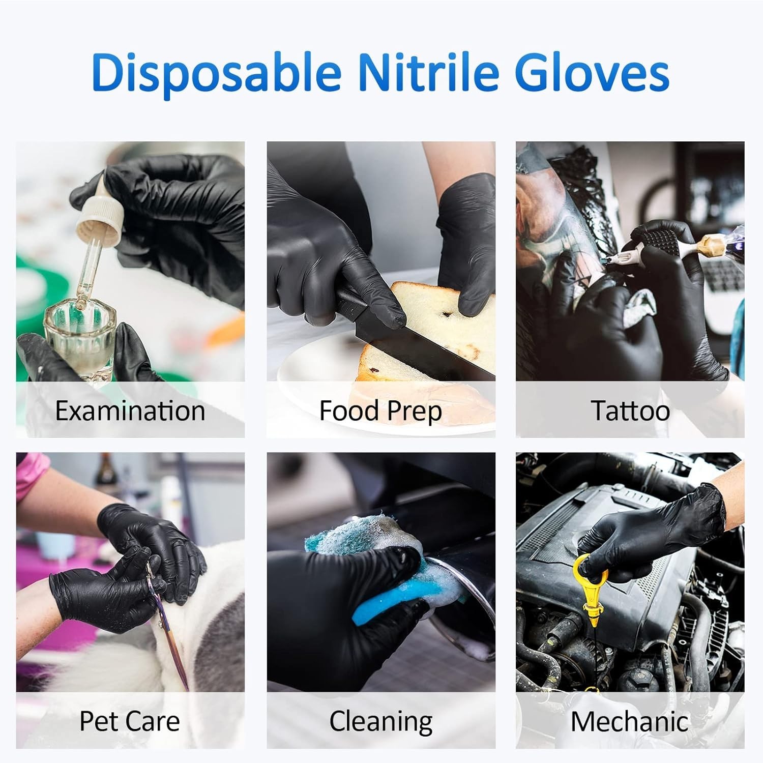 Durable Medium Black Nitrile Gloves – Latex & Powder-Free, 100-Count Box