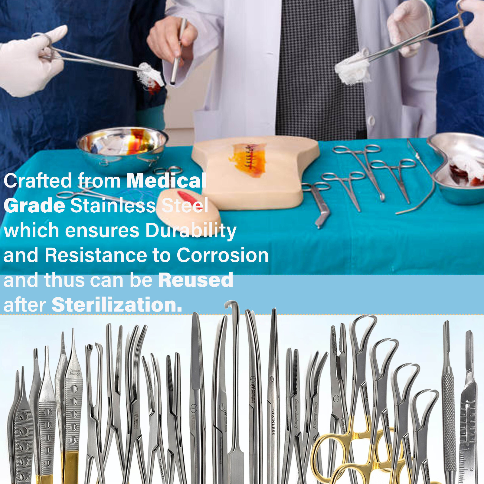 22pc Suture Removal Kit Basic Surgical Supplies Medical &VET Training Stainless