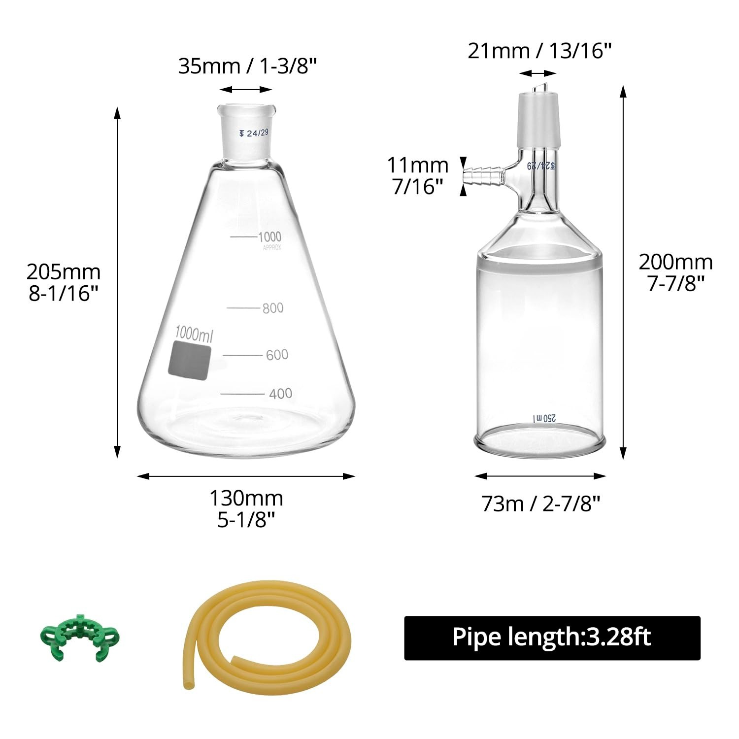 Buchner Funnel Filtering Kit – Borosilicate Glass, 250ml Funnel & 1000ml Filt…