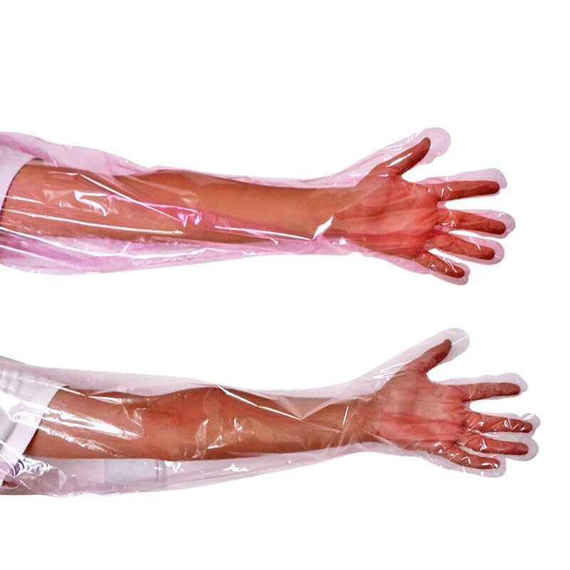 50pcs Disposable Long Plastic Gloves, Veterinary Insemination Gloves, Full Ar…