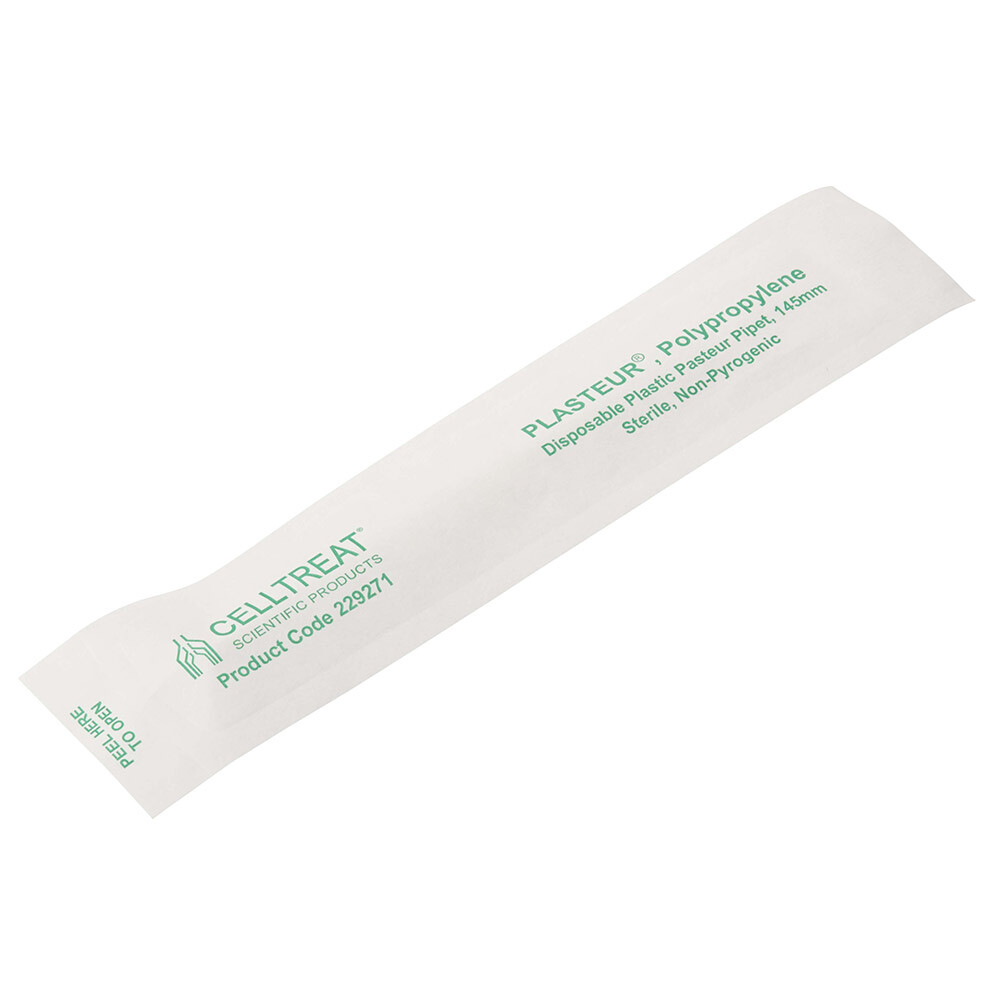 CELLTREAT Polypropylene Pasteur Pipet, 5.75″, Ind. Wrap, 200/Cs, Sterile #229271