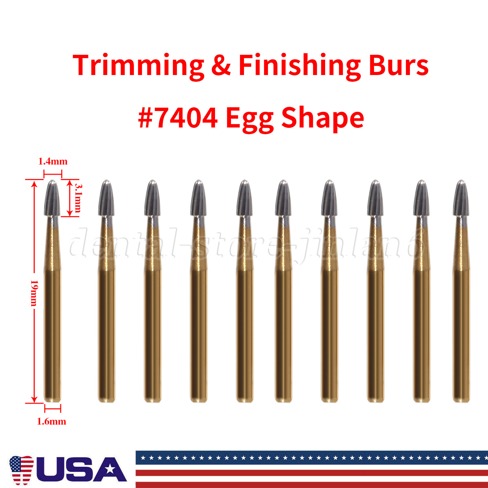 FG #7404 Egg Shape Trimming & Finishing Burs 10/Pk