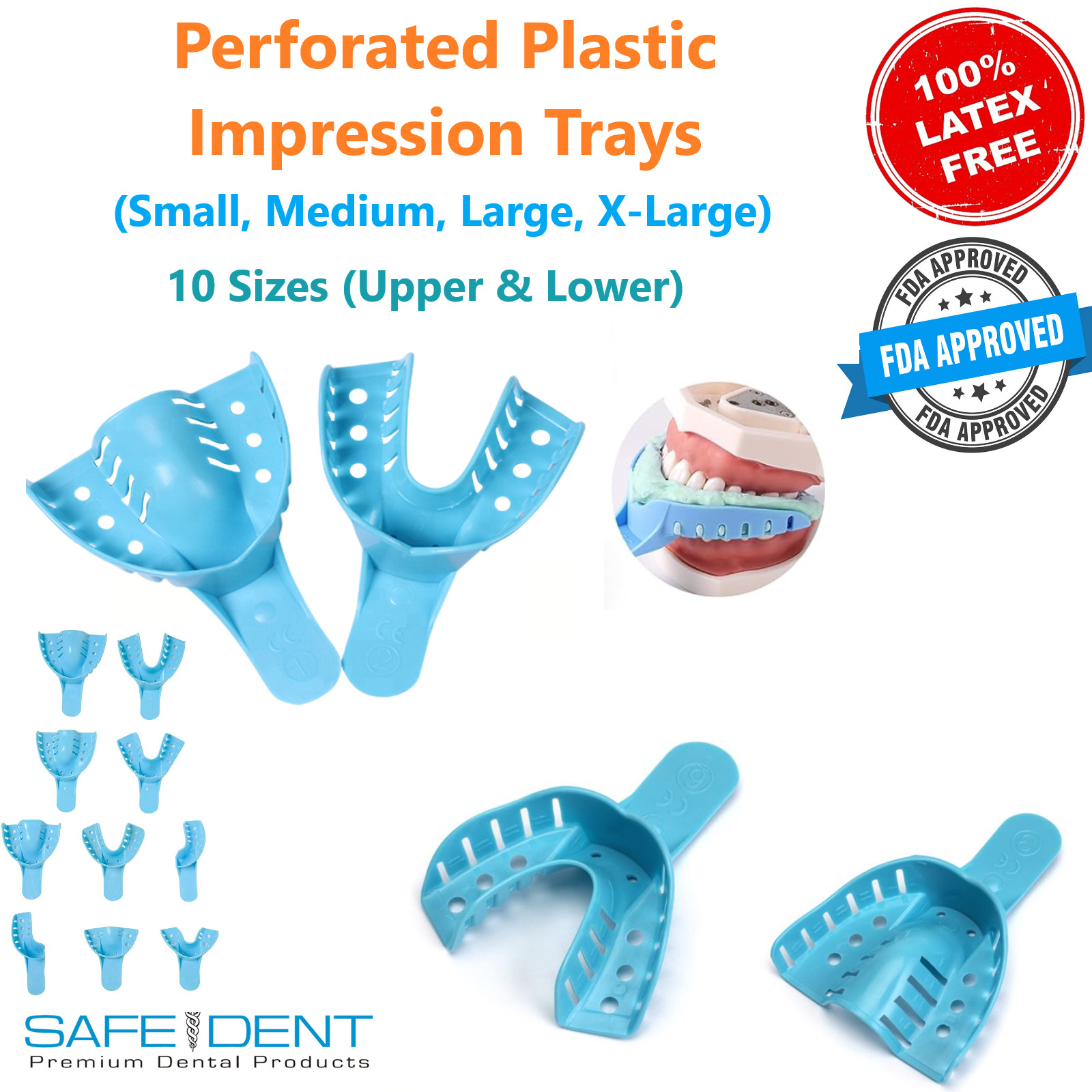 Autoclave Perforated Plastic Impression Trays (CHOOSE SIZES) – Bag of 12 Trays