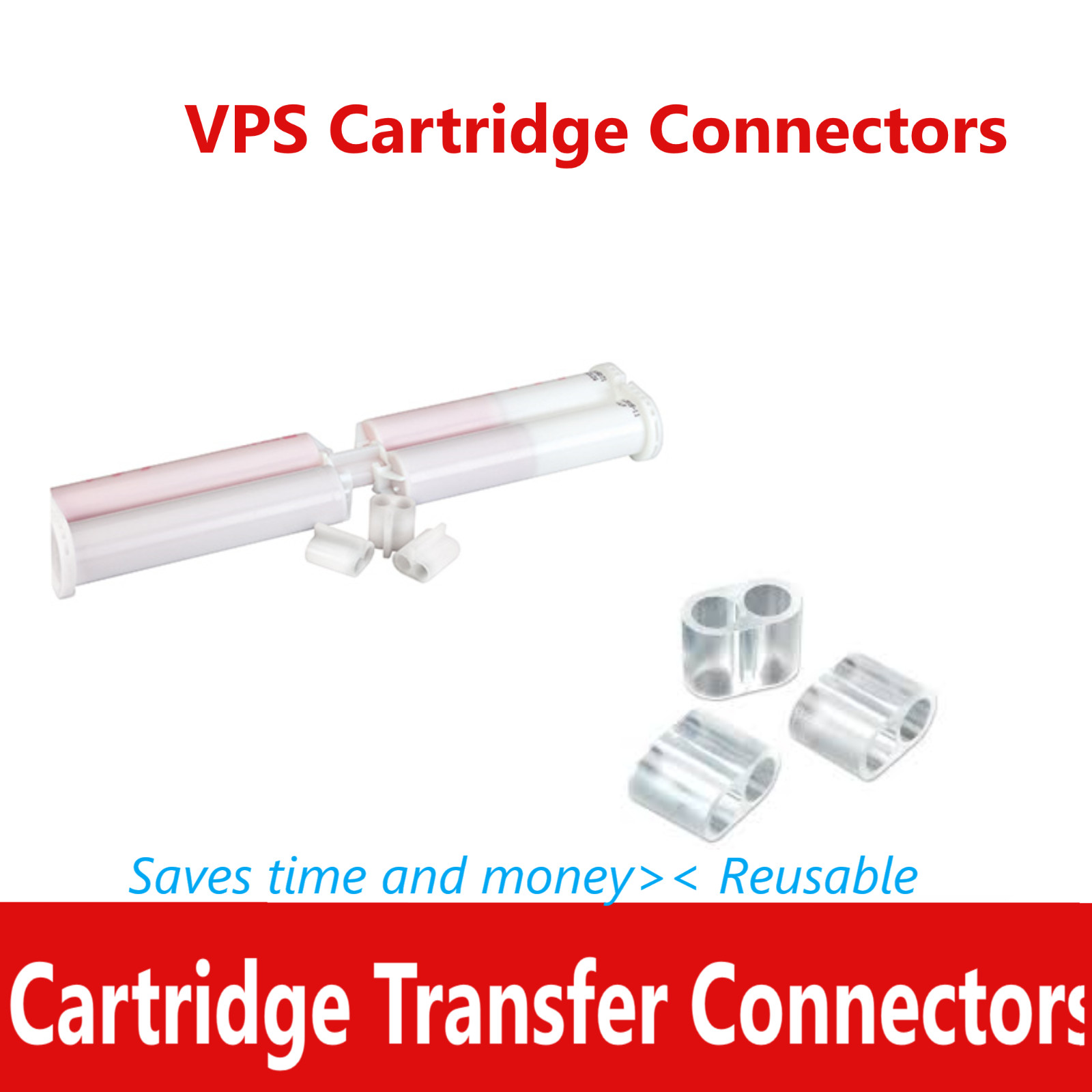 Dental VPS Impression Refill Ease Cartridge Transfer Connectors 1:1, 5/Bg