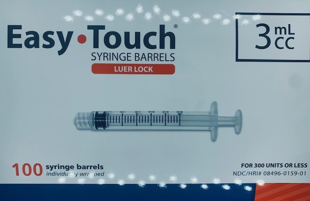 Easy Touch 3cc Conventional Syringe 3mL Luer Lock Syringe w/o Needle ( 10 count)