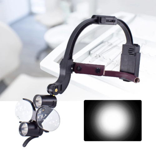 HYG-LP123 Dental 5W LED Wireless Headlamp + 2.5X Medical Loupes + 2 Batteries US