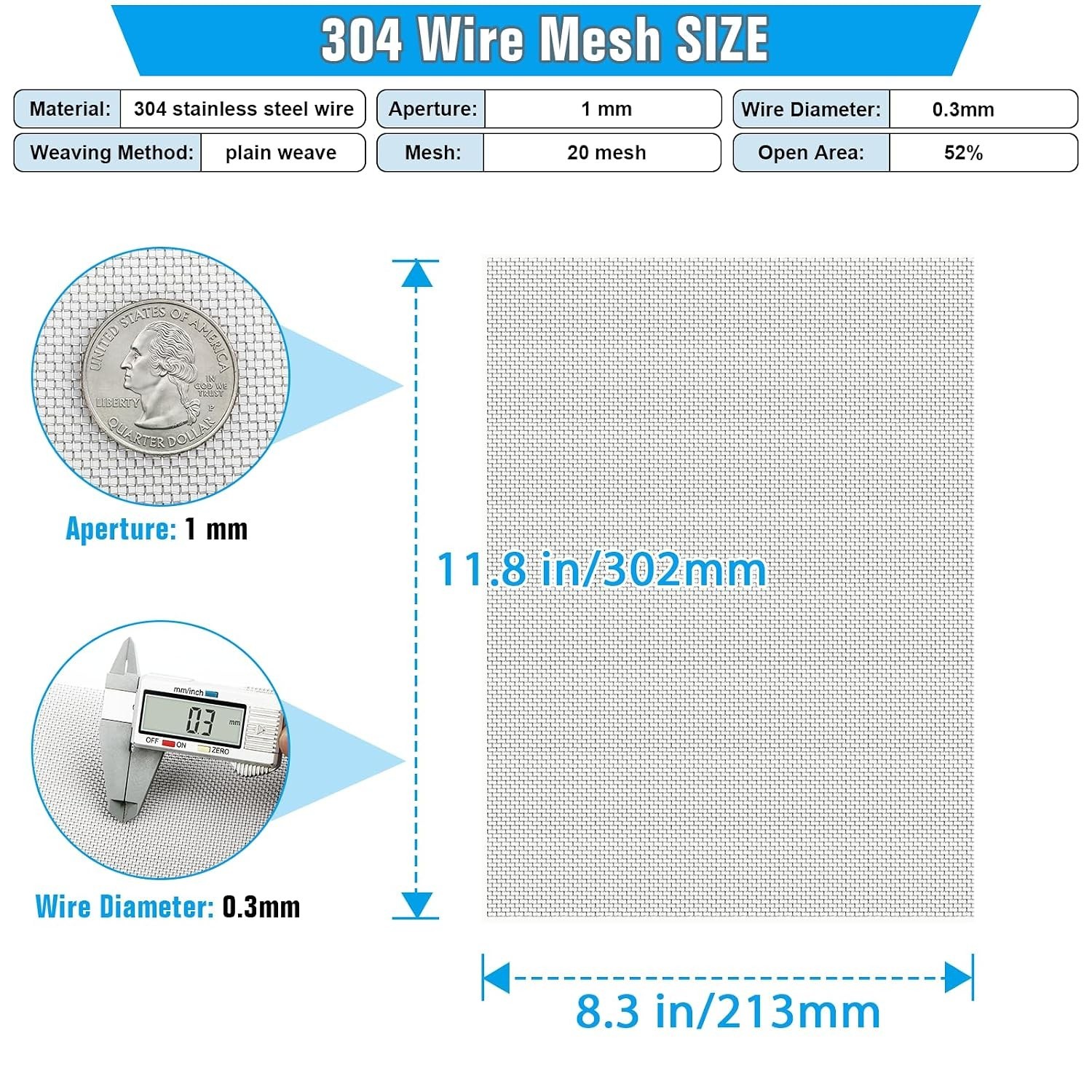 Bendable 304 Stainless Steel Mesh – 8 Pack, Easy Cut for Custom DIY Solutions