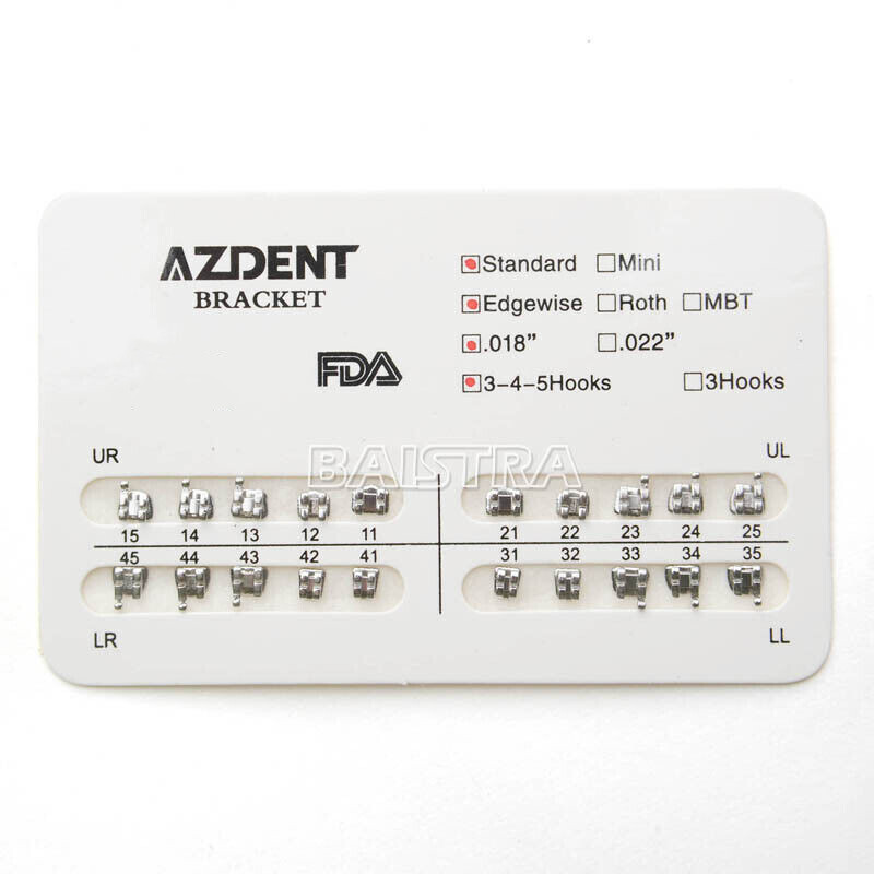 AZDENT Dental Orthodontic Brackets Brace Mini Standard Edgewise Roth MBT 018 022