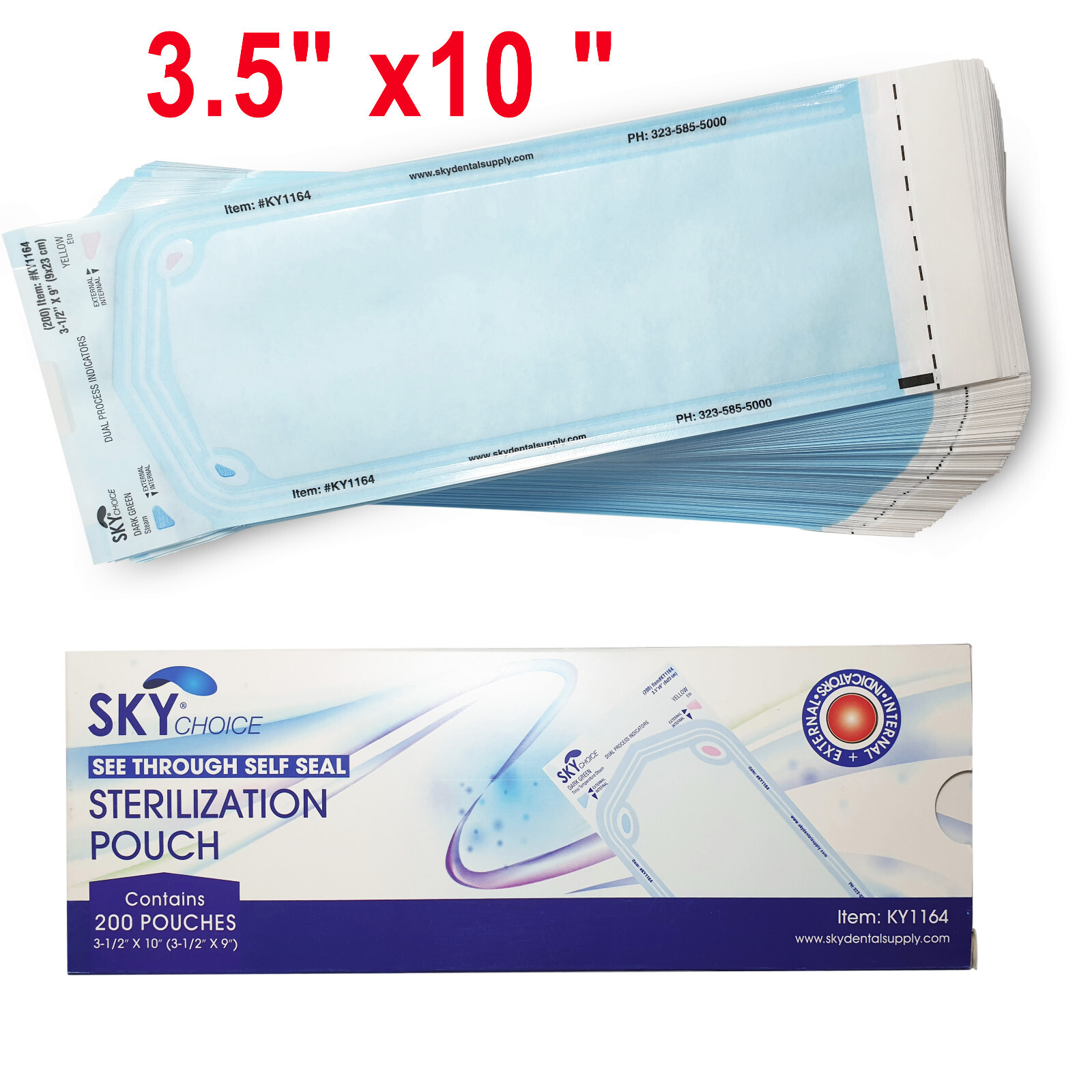 up to 7000 Sterilization Pouches 3.5 ” x 10 ” Dental Medical Self Seal Pouch Bag