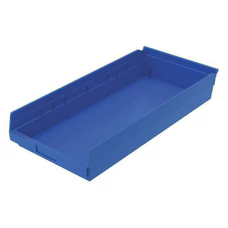 Akro-Mils 30174Blue Shelf Storage Bin, Plastic, Blue, 4 In H, 11 1/8 In W, 23
