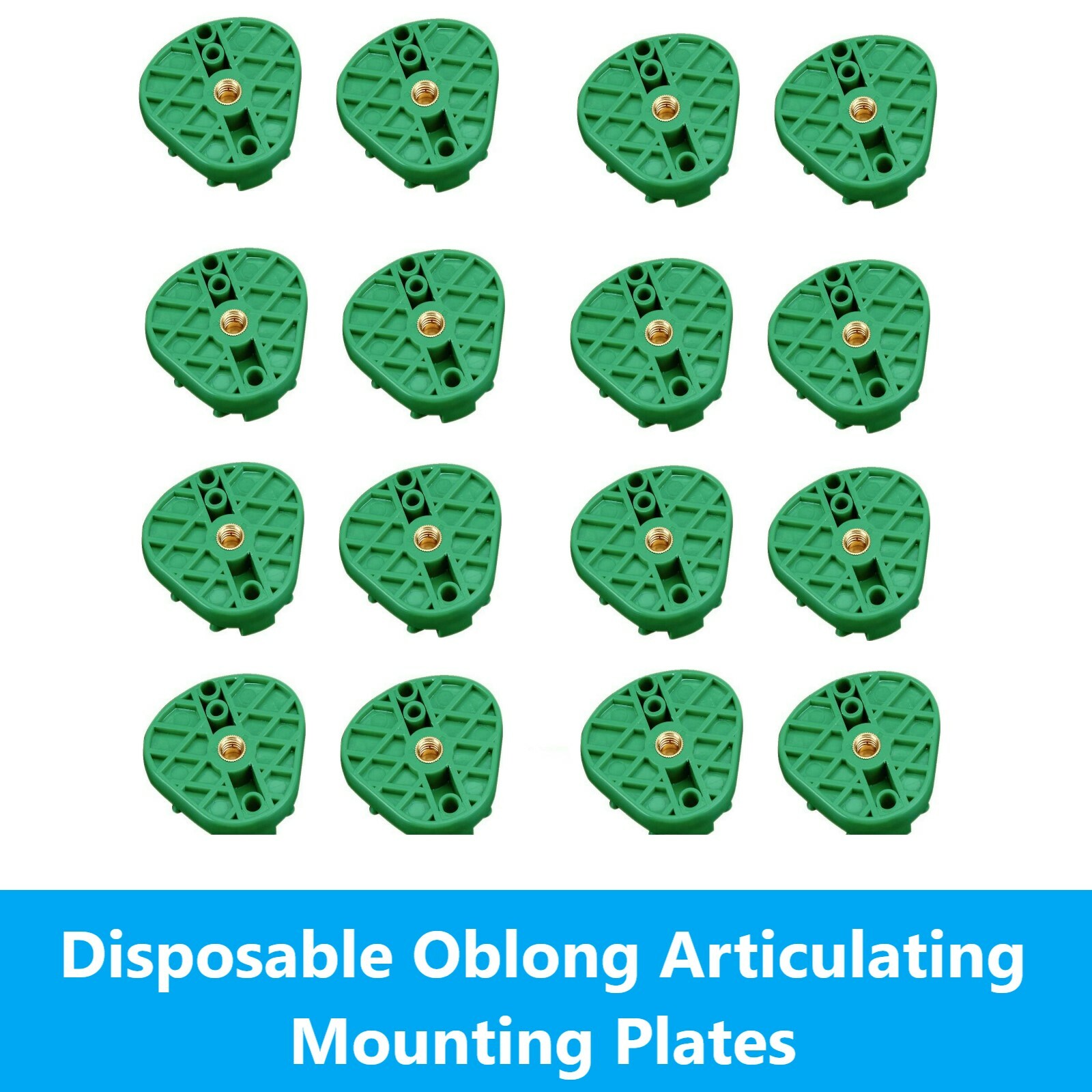 Dental Plastic Disposable Oblong Articulating Mounting Plates Green – Bag of 20