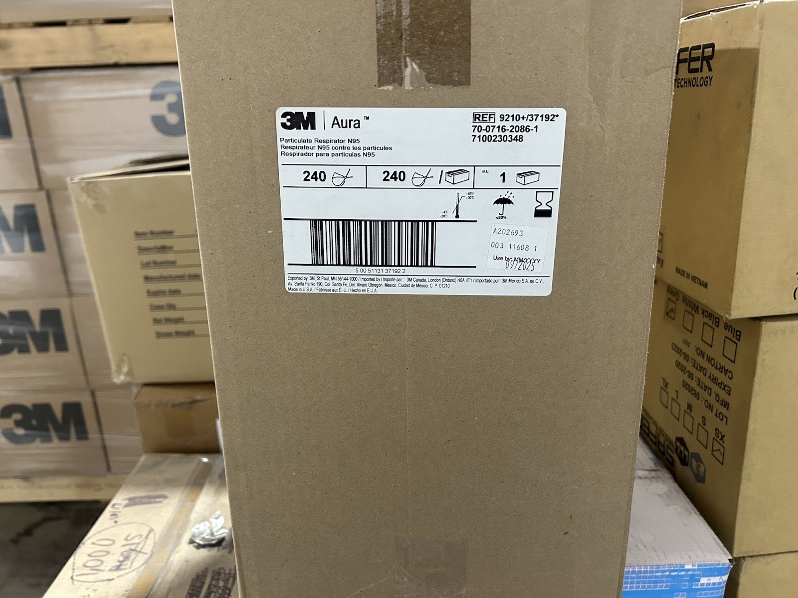 3M Aura 9210+ N95 Particulate Respirator Case of 240