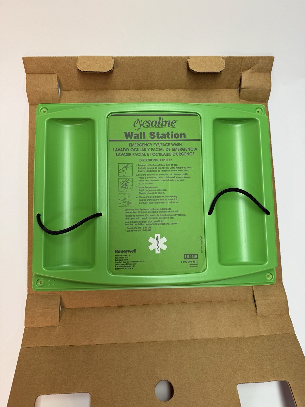 Honeywell Eyesaline Emergency Eyewash Wall Station 32 Oz ~ NO BOTTLES