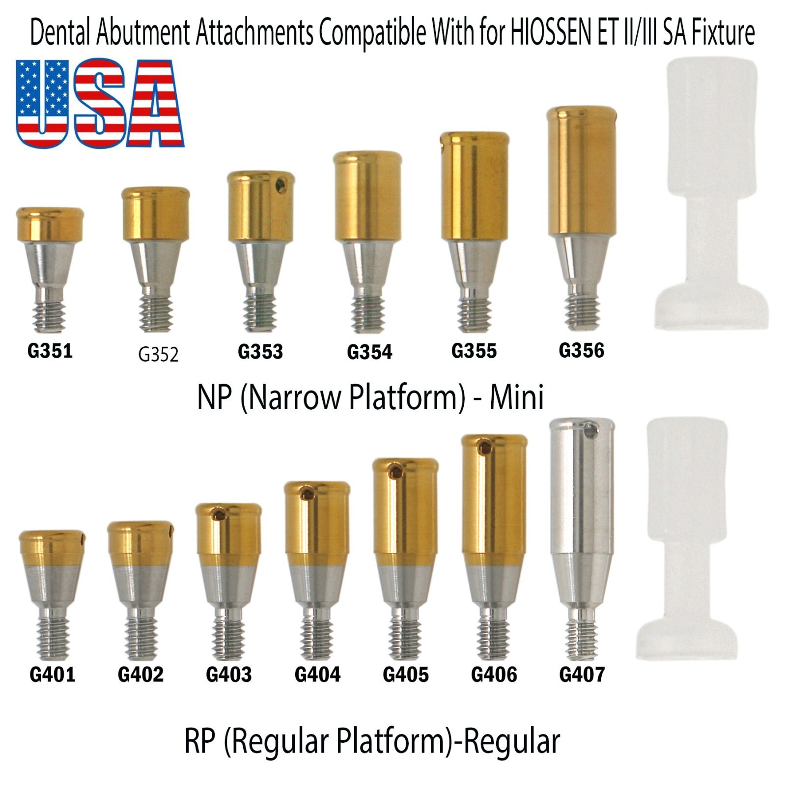US For Hiossen Oss Implant Locator Abutments PEEK Retention Caps Mini & Regular