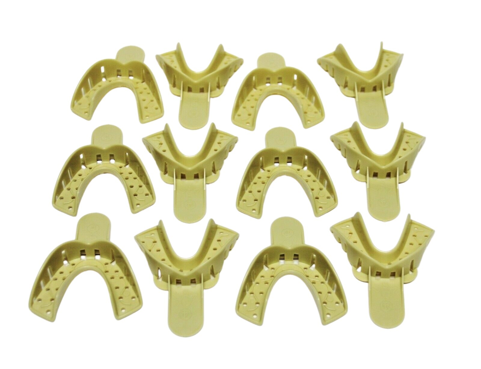 Dental Plastic Impression Trays Perforated Autoclavable Lower Medium #4 12 Pcs