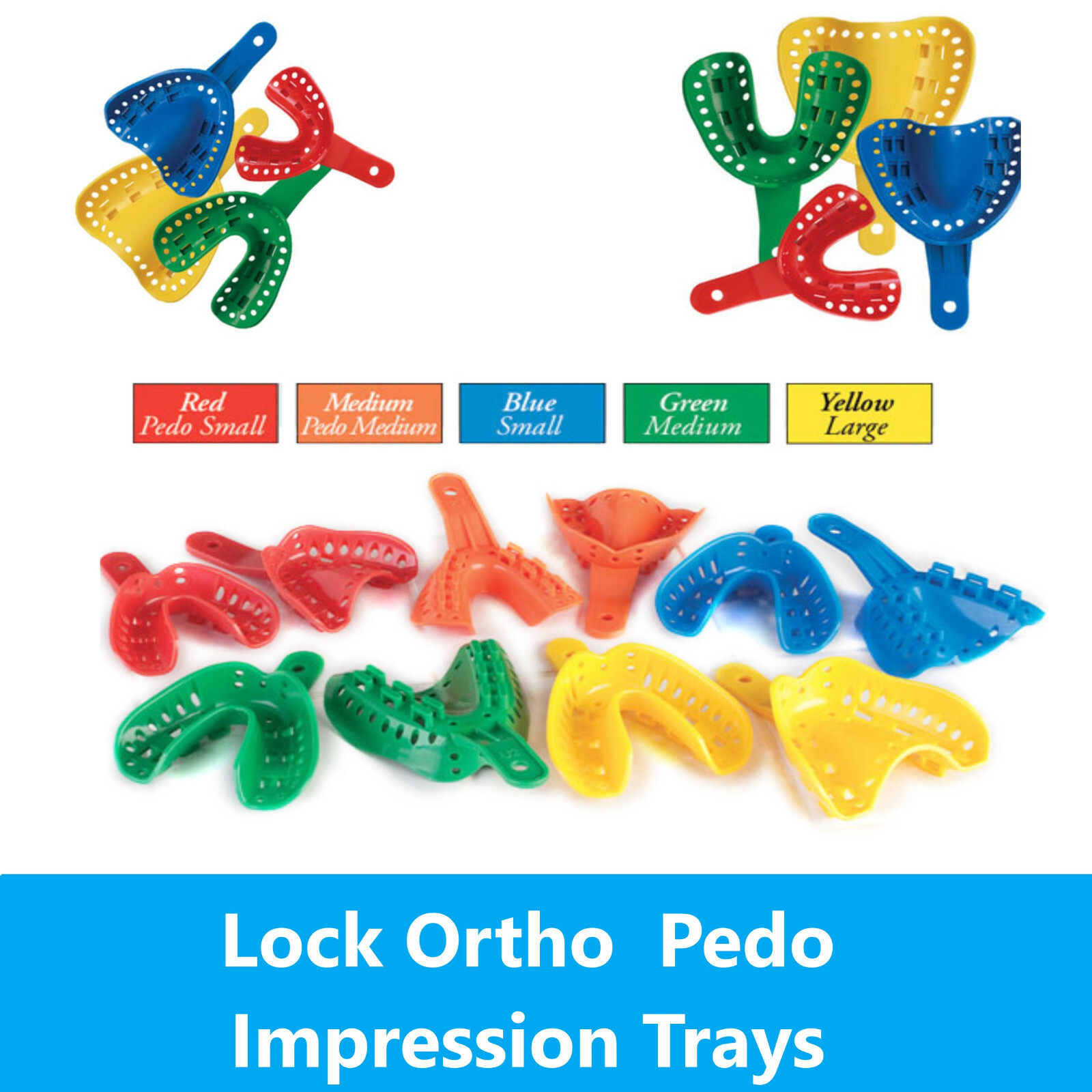 Dental Algilock Ortho Impression Trays Small, Medium, Large, Upper/Lowr, 10/Bag