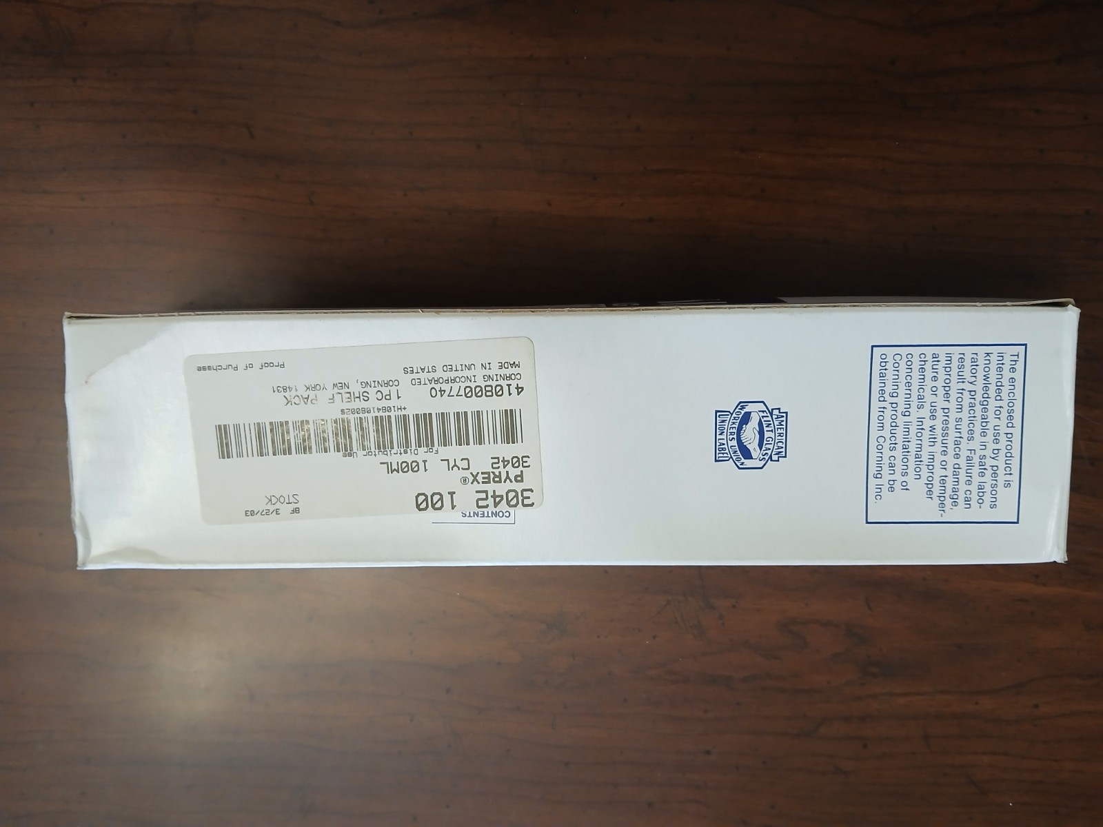CORNING Pyrex 100ML Graduated Cylinder Hex Base 3042 Red Scale/Spout Made in USA