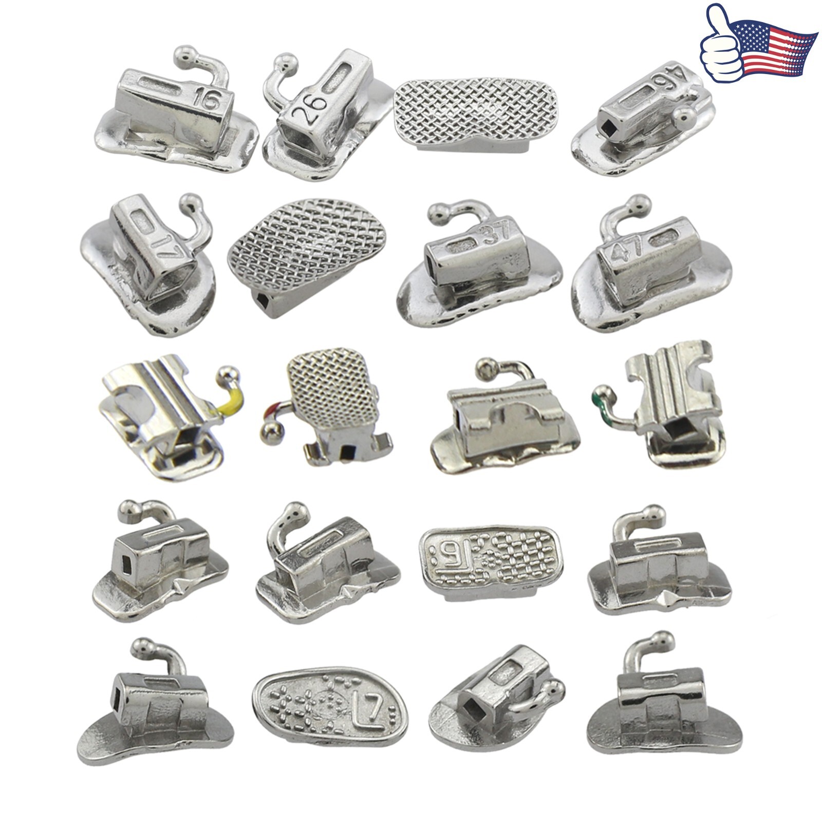 Dental Orthodontic Buccal Tubes 1st 2nd Molar Bracket Roth MBT 022 Bondable Mesh