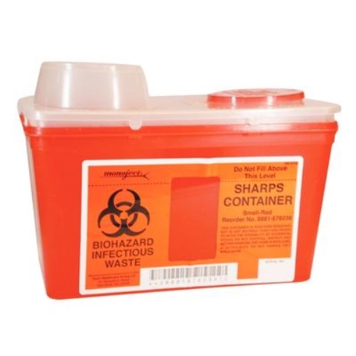 SHARPS 4 QUART DISPOSAL CONTAINER MONOJECT SMALL CHIMNEY TOP COVIDIEN / KENDALL