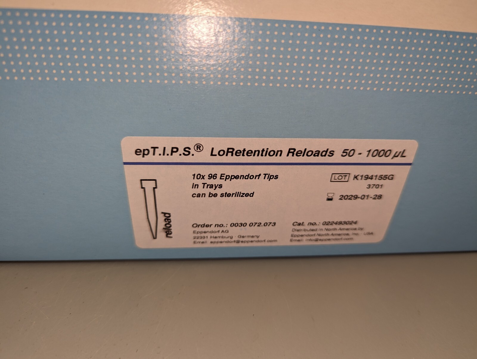 Eppendorf EPTIPS LoRetention Pipette Tips LORETENTION 50-1000 UL Cat# 022493024