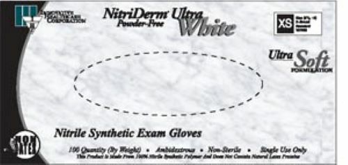 INNOVATIVE NITRIDERM® ULTRAWHITE NITRILE, X-LARGE, 100/BOX, 10 BOXES/CASE,1 CASE