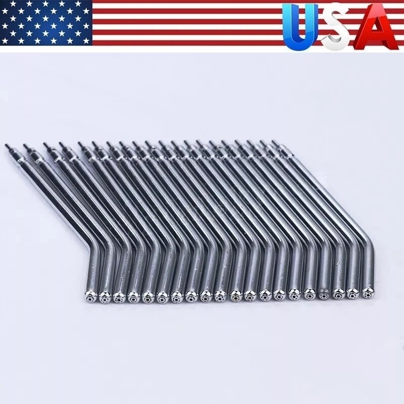 50pcs 3 Way Dental Air Water Spray Syringe Nozzles Tips Stainless Steel US Stock