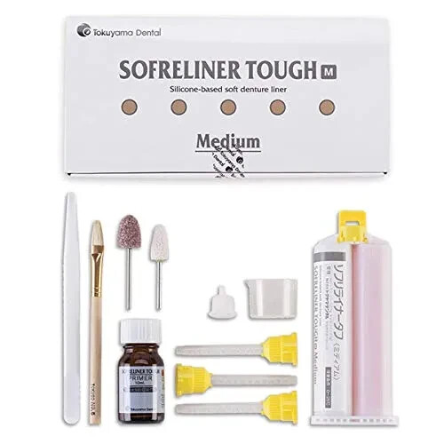 Dental SOFRELINER TOUGH Chairside Soft Liner Material Complete Set MEDIUM
