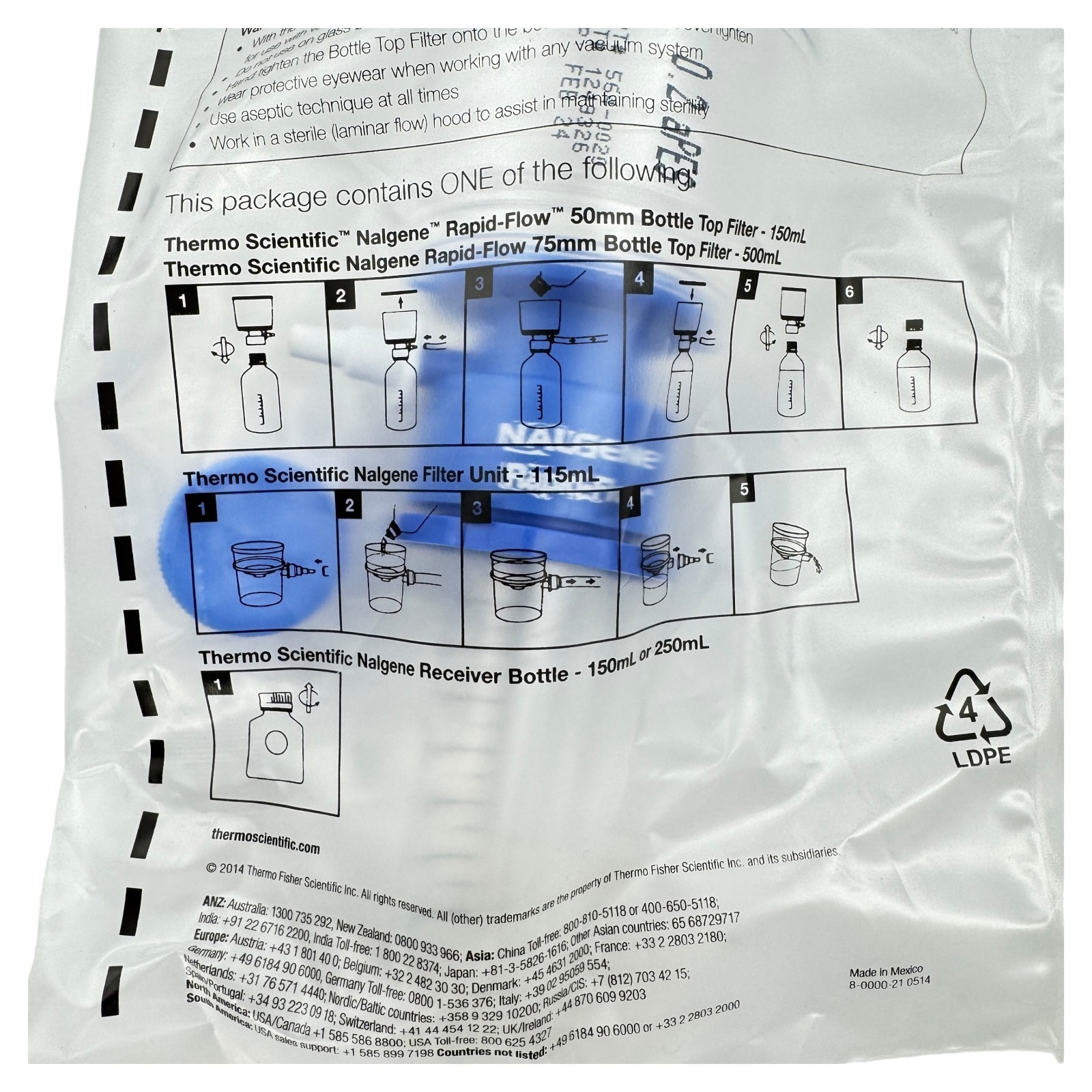 Nalgene FloSterile Disposable Filter Units 564-0020 0.2 μm 50 mm 50 mL 12 PACK