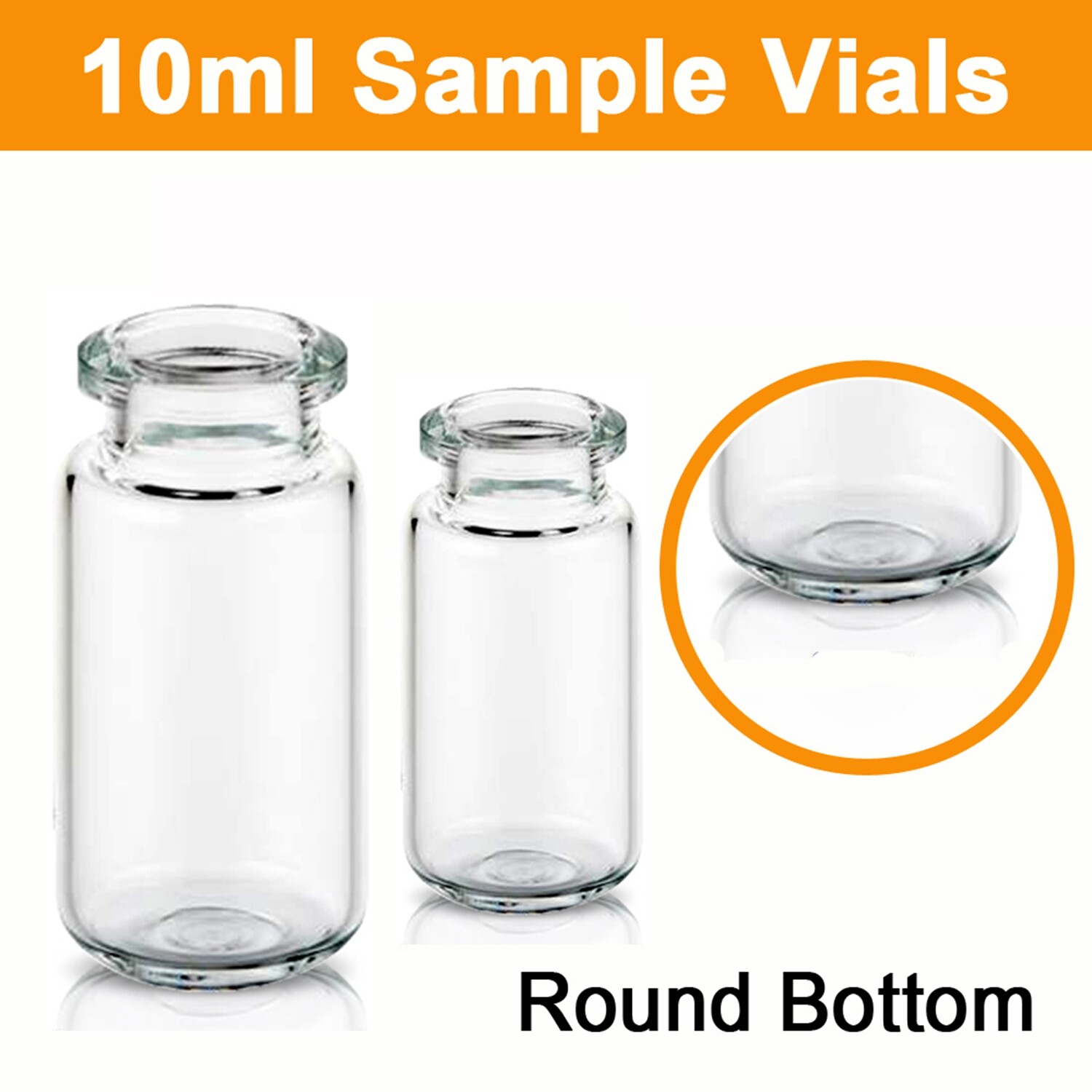 100PCS 10ml Sample Vials 20mm Clear Glass Bottles Caps Headspace Crimp Top HPLC