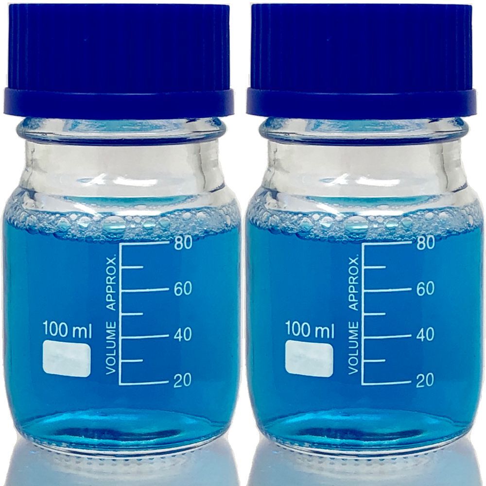 100ml Glass Round Media Storage Bottles with GL45 Screw Cap (Pack of 6)