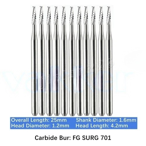 Dental Carbide Burs FG SURG 701 Surgical Friction Grip 10/pk