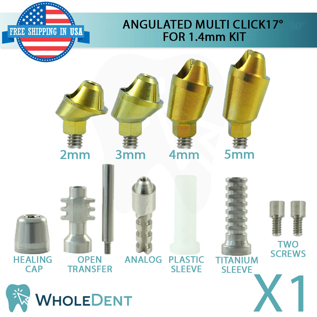 1x Angulated Multi Unit 17° 1.4mm Abutment Attachment Kit Internal Hex 2.42mm